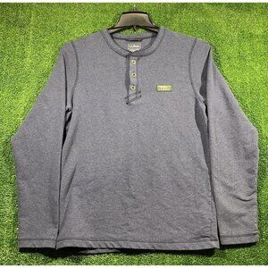 LL Bean Mens Comfort Camp Henley Slightly Fitted Long Sleeve Blue Size Small